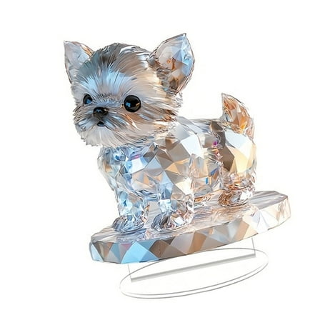 Acrylic Dog Sculpture Statue Collectible Decorative Figurines,Home Office Bookshelfs Desktop Decors Gift for Women Men