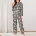 thumbnail image 2 of Picia Bulldog Pattern Women’s Long-Sleeve Sleepwear Set - Soft 2-Piece Loungewear with Pockets, Comfy PJs for Relaxing Nights-Large, 2 of 7