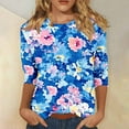 thumbnail image 2 of CYMMPU Tunic Tops 3/4 Sleeve Crew Neck Blouses for Women Dressy Casual Loose Fit Fall Fashion Shirts Spring Tops Floral Printed Lightweight Basic T-Shirts Multicolor XXXXL, 2 of 5