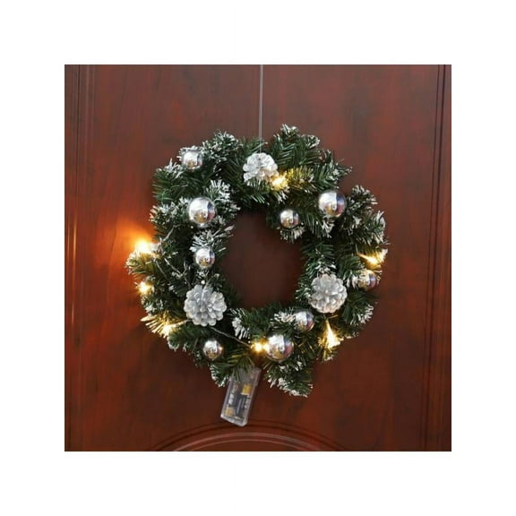 NEW Christmas Wreath Xmas Garland with Battery Operated LED String Lights Decors
