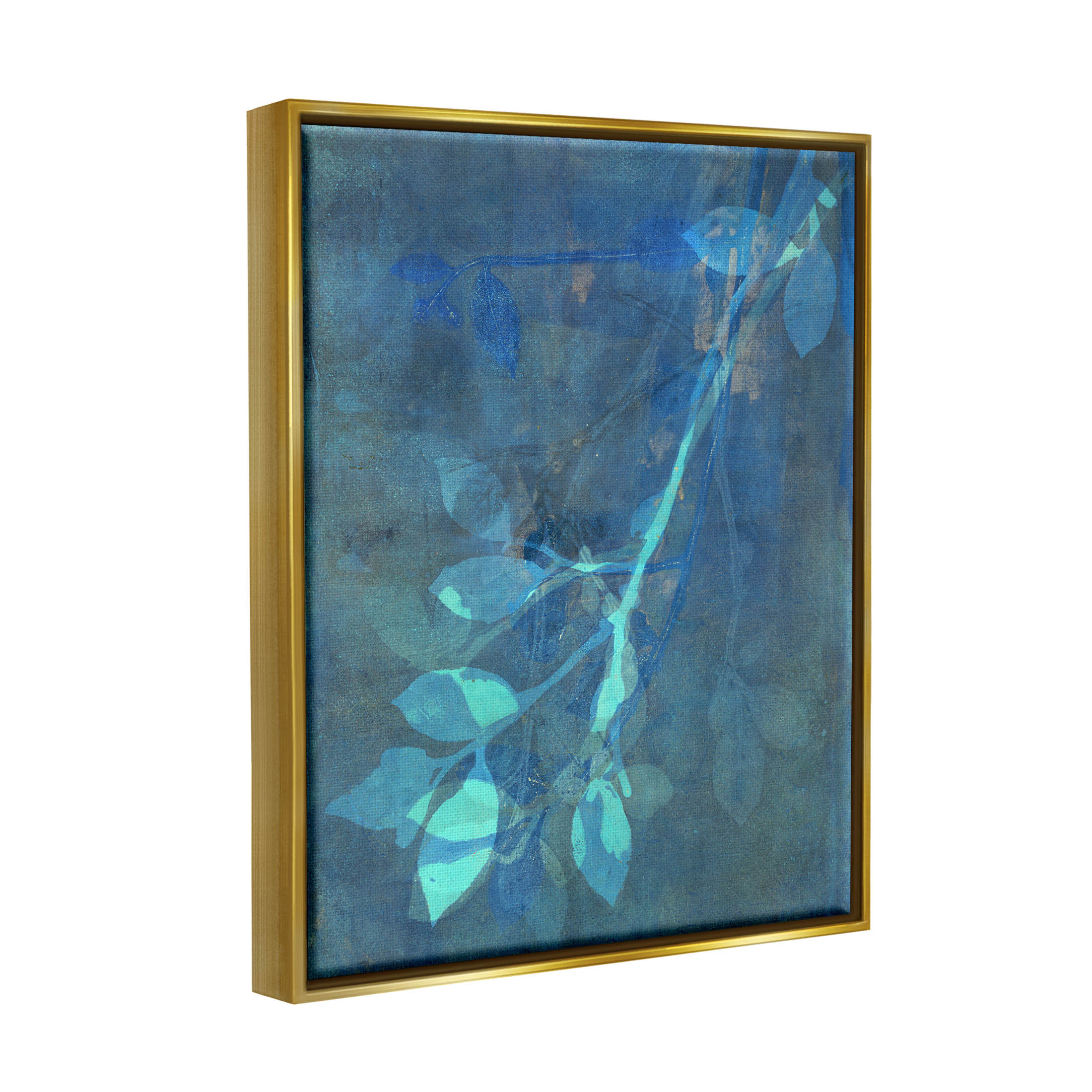 Layered Abstract Botanical Leaves Botanical & Floral Graphic Art Metallic Gold Framed Art Print Wall Art