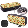 thumbnail image 4 of Lsque Sunflowers And Butterflies Printed Big Capacity PU Leather Pencil Case Large Pencil Pouch Stationery Pen Bag Pencil Holder for Teen, 4 of 6