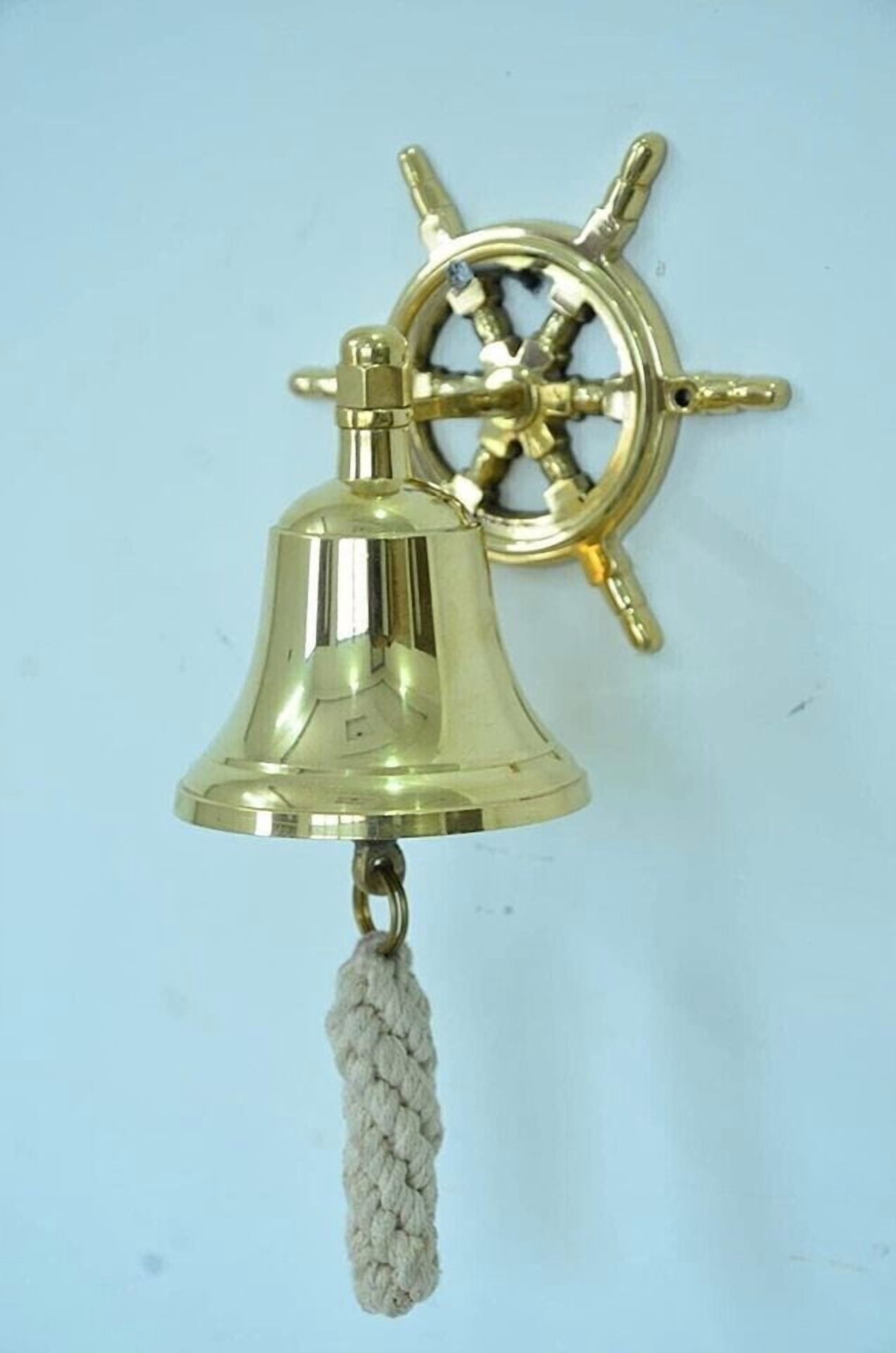Antique Brass Ship Bell 4" Nautical Hanging Door Bell Wall Mount Decorative Vintage Gift Item
