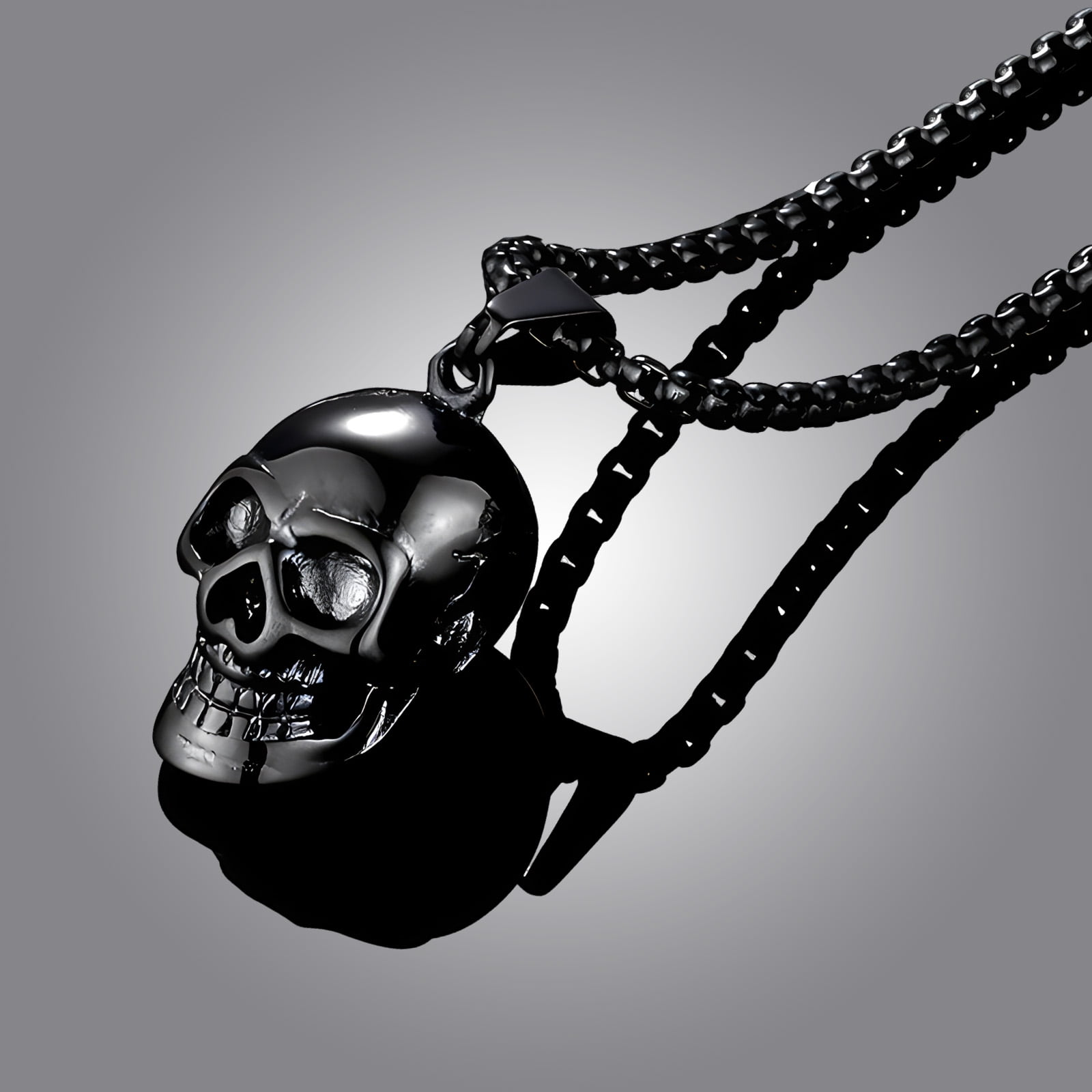 Collier Crâne Gothique Pour Hommes, Bijou Punk Gothique Halloween, Pendentif Crâne En Acier Inoxydable Plaqué Or/noir