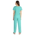 thumbnail image 4 of Inkmeso Womens 2Pcs Solid Nightwear Set Short Sleeves Top & Pajama Sets Soft Cotton Loungewear, 4 of 7