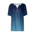 thumbnail image 4 of Annhoo Plus Size Tops for Women Summer Short Sleeve Button up V Neck Shirts Fashion Gradient Color Blouses, 4 of 5