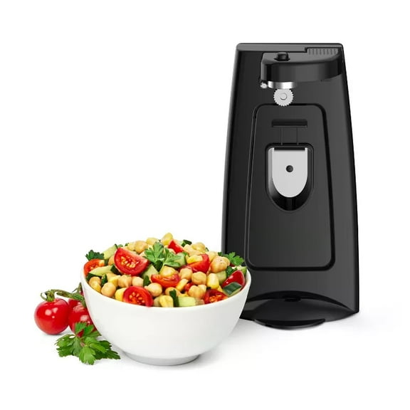 Electric Can Opener Black: Freestanding, Metal & Plastic, 2-Year Warranty, Spot Clean, 9.05" Width