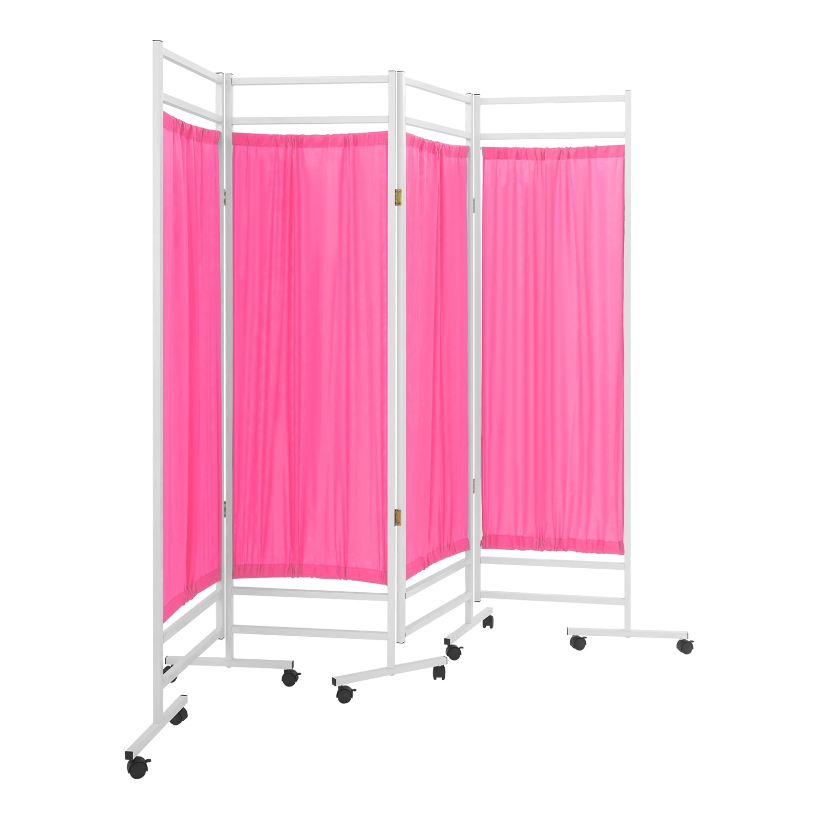 4-Panel Medical Room Divider, Medical Privacy Screen, Portable and Foldable Medical Room Divider Pink