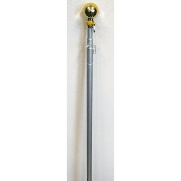8 Ft Aluminum Telescoping Indoor Flag Pole w/ Gold Ball Top (Base Not Included)