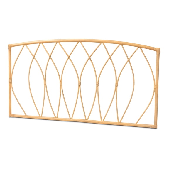 Modern Bohemian Natural Brown Rattan Queen Size Wall-mount Headboard