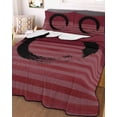 thumbnail image 3 of Quilts Full Size Bedding Set, Red Striped Lightweight Quilted Comforter, Black Geometric Vintage Stripes Ombre Soft Reversible Bedspread Coverlet with Pillow Covers for All Season, 78" x 90", 3 of 7