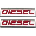 thumbnail image 1 of 2Pcs Chrome 3D Metal Engine Emblem Car Logo Side Door Trunk Emblem Racing SUV Decal Coupe V6 V8 Badge Sticker (Silver&Red,Diesel), 1 of 6
