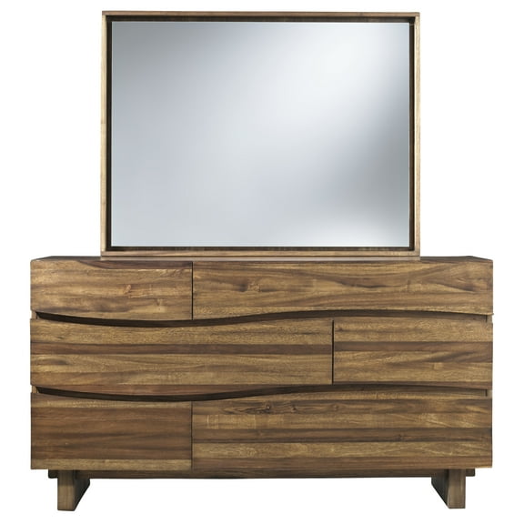 Oasis Modern Dresser & Mirror in Natural Wood