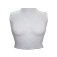 thumbnail image 1 of Women Shiny Rhinestone Sheer Mesh Hollow Out Crop Top See Through Fishnet Tank Top Shirt, 1 of 5