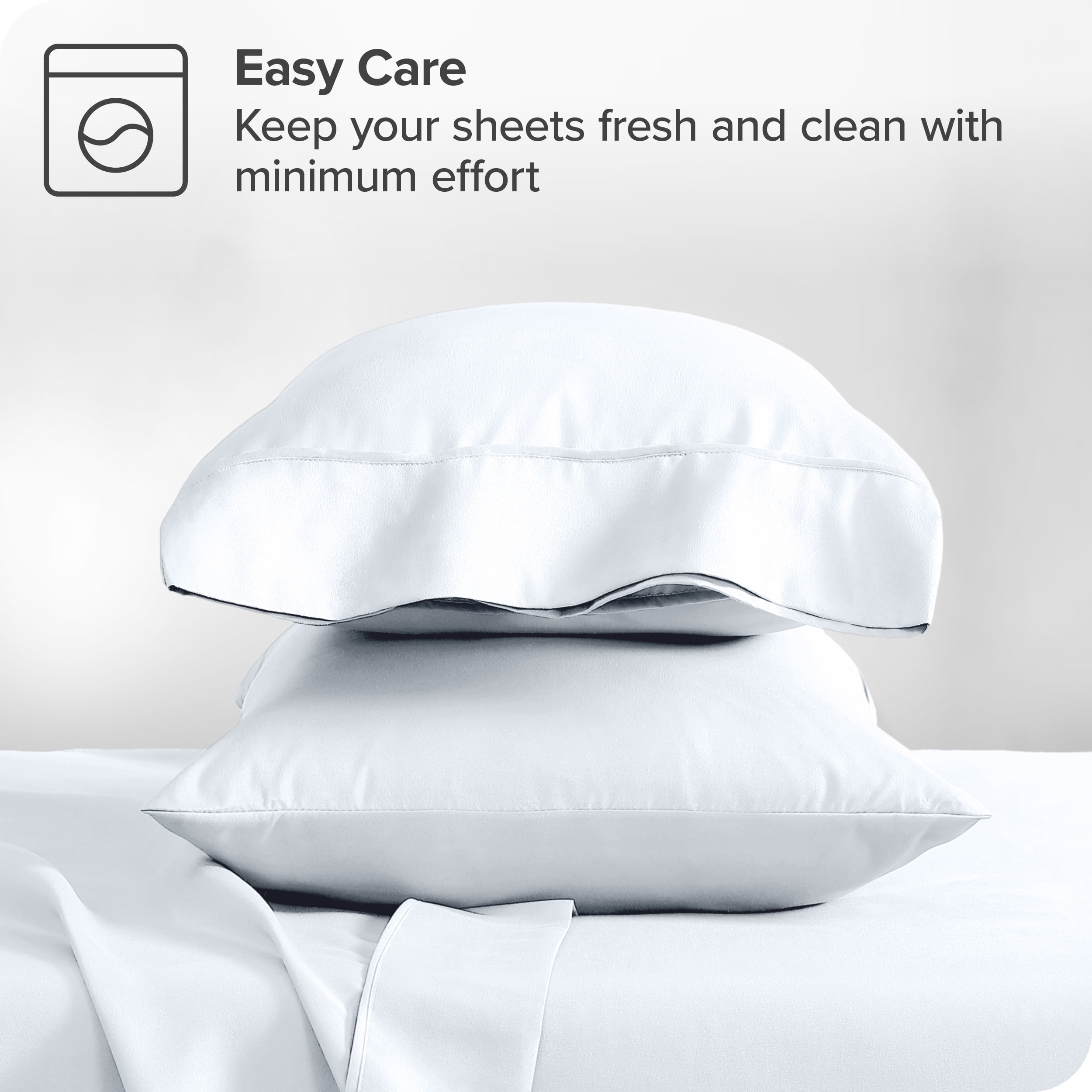 Bare Home White Microfiber Pillowcase Set, Hypoallergenic, King Set of 2