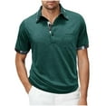thumbnail image 3 of LIBRCLO Mens T-Shirts Solid Color Button Short Sleeve Blouse Beach Vacation Summer Outdoor Sports Workout Tees, 3 of 7