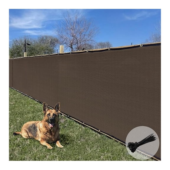 Sunrise 8' x 9' Privacy Fence Screen with Grommets, Outdoor Windscreen Fence Covering Privacy Screen UV Blockage for Backyard Garden Patio, Zip Ties Included (Brown)