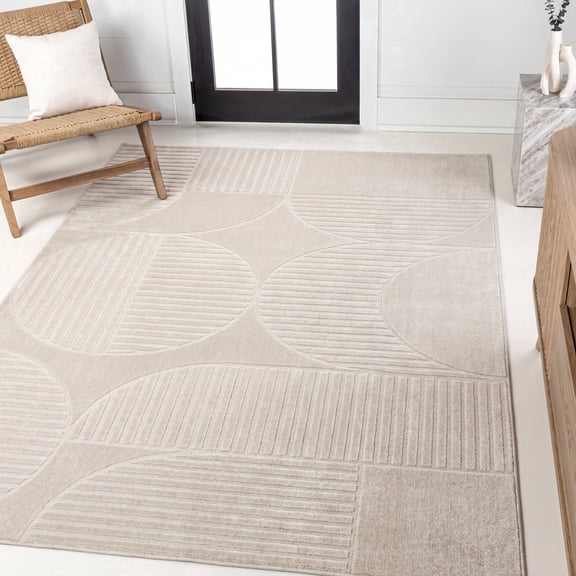 JONATHAN Y SCANDINAVIAN 5 x 8 Area Rug, Nordby Geometric Arch Striped - Ivory/Cream, SCN104B-5