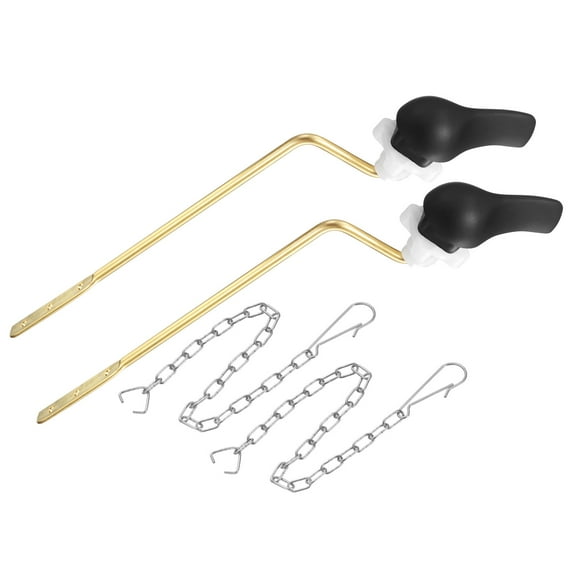 Universal Toilet Handle Replacement, 2 Pcs Toilet Flush Handle with Stainless Steel Chain, Zinc Alloy Toilet Handle Lever, Black Handle(1.2inch Width)