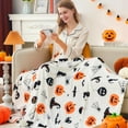 thumbnail image 4 of Halloween Throw Blanket Pumpkin Blanket Decorated Spider Web Print on White Super Soft Plush Blanket for Couch Bed Sofa Chair and Cozy for All Seasons 50"X60", 4 of 6