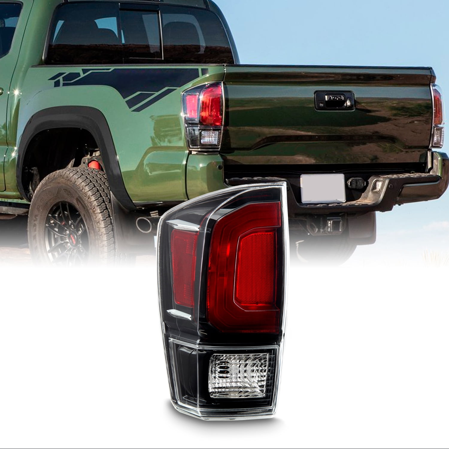 For Toyota Tacoma Pickup Truck Black Bezel Rear Tail Lights Brake Driver/Passenger Lamps 