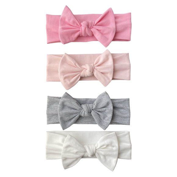 Diademas BABYGIZ para bebés y niñas pequeñas, de algodón hechas a mano con lazos, accesorios para el cabello infantil (blanco, gris, rosa, rosa empolvado)