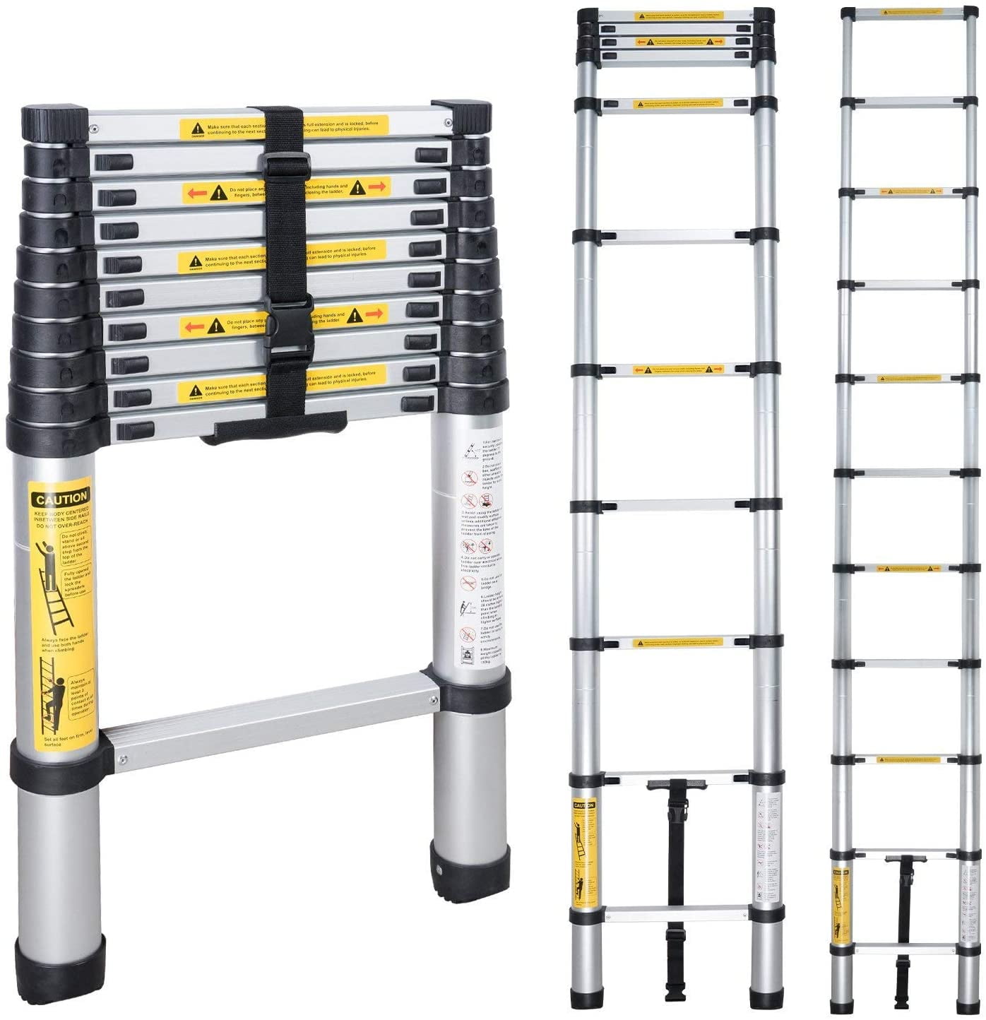 Folding Portable Extension Ladder 10.5 FT Aluminum Stretchable Ladder