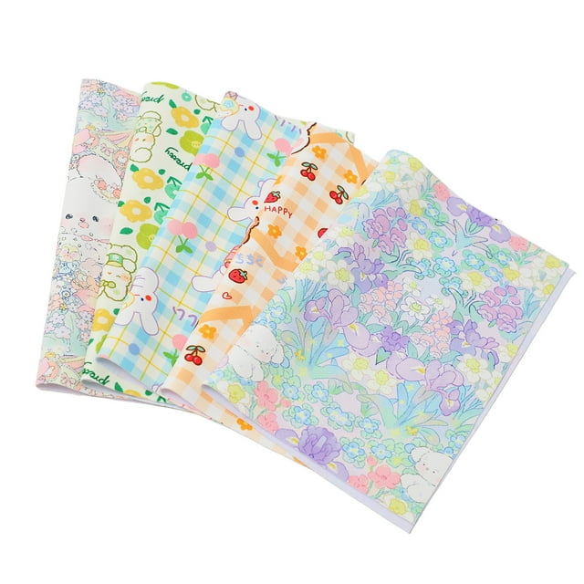 5 Pcs Sewing Fabric Quilting Cloth Craft Material Cute Cartoon Pattern Waterproof Anti Fading Soft Touch Polyester for DIY Home Decor