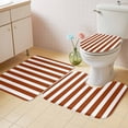 thumbnail image 2 of Burnt Orange Stripe Bath Mat 3 Piece Bathroom Rug Set, Farmhouse Striped Abstract Art Non Slip Bath Rug Contour Mat and Toilet Lid Cover, Absorbent Shower Mats Soft Bath Rugs and Mats Sets, 2 of 8