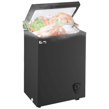 WANAI Chest Freezer, 3.5 Cubic Deep Freezer with Top Open Door and Removable Storage Basket, 7 Gears Temperature Control, Energy Saving