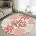 thumbnail image 2 of Red Coastal Round Area Rug 3 FT, Small Kitchen Bathroom Mat, Vintage Coral Ocean Modern Sea Abstract Washable Indoor Outdoor Throw Runner Carpet Non-Shedding Doormat for Table Shower Sofa Entryway, 2 of 9