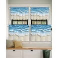 thumbnail image 2 of Abstract Beach Wave Short Blackout Curtains 30 Inch Long Watercolor Blue Ocean Decor Rod Pocket Kitchen Curtains, 2 Panels Thermal Insulated Room Darkening Drapes for Bedroom, 42"W x 30"L, 2 of 5