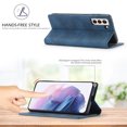 thumbnail image 4 of Wallet Case For Samsung S21 FE, Premium PU Leather Flip Strong Magnetic Closure [Kickstand][RFID Blocking][Card Holder Slots] Retro Shockproof Cover Men/Women For Samsung Galaxy S21 FE, blue, 4 of 11