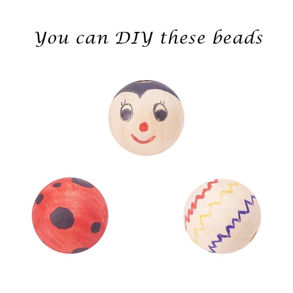 500pcs Natural Unfinished Wood Beads Round Wooden Loose Beads Spacer Beads for Craft Making Macrame Beads Large Hole Beads Lead Free Moccasin 20mm Hole: 4~5mm