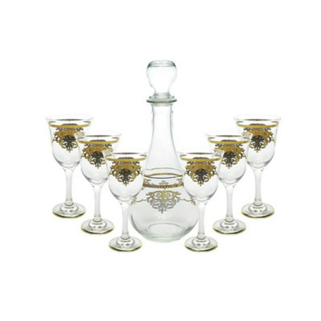 Ensemble de Vin avec Design en Or 14 Carats - 7 Pièces