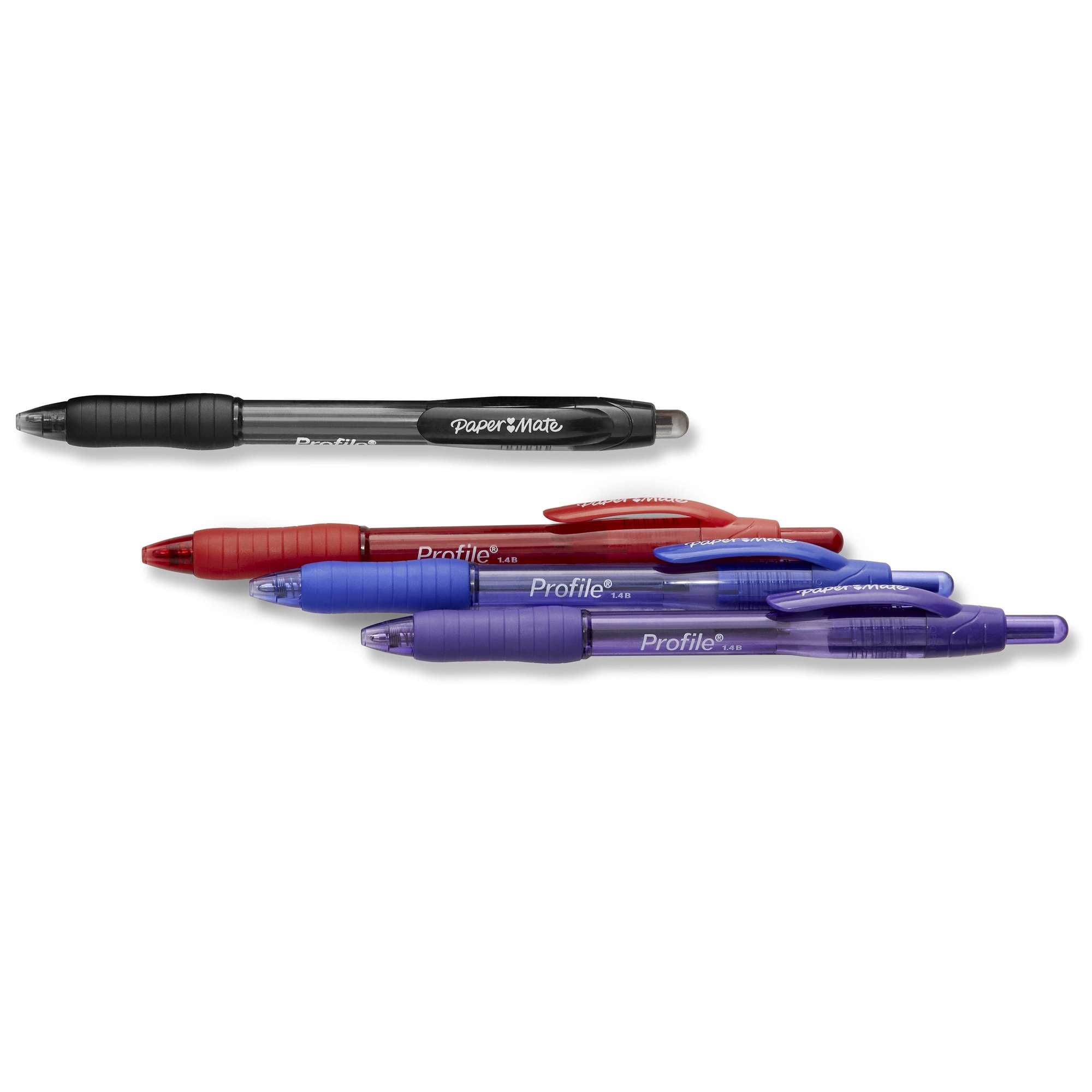 (3 pack) Paper Mate Profile Retractable Ballpoint Pens, Bold Tip, Assorted Colors, 4 Count