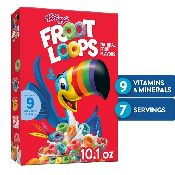 Kellogg's Froot Loops Cold Breakfast Cereal, Original, 10.1 Oz, Box ...