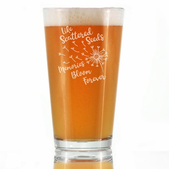 Bevvee Pint Glass 16 oz Scattered Seeds Dandelion Gifts for Beer Enthusiasts Beer Glasses