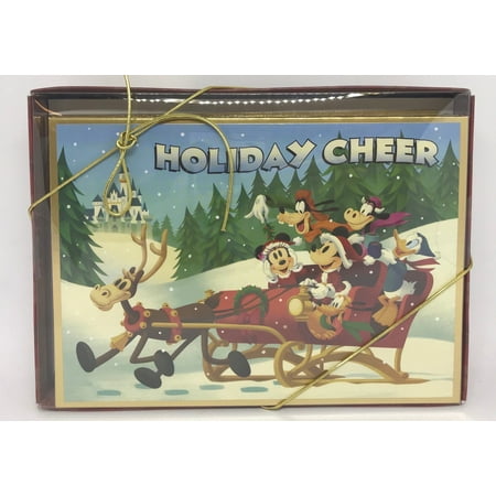 Disney Parks Holiday Cheer Set of 16 Greeting Cards Mickey Friends New with Box