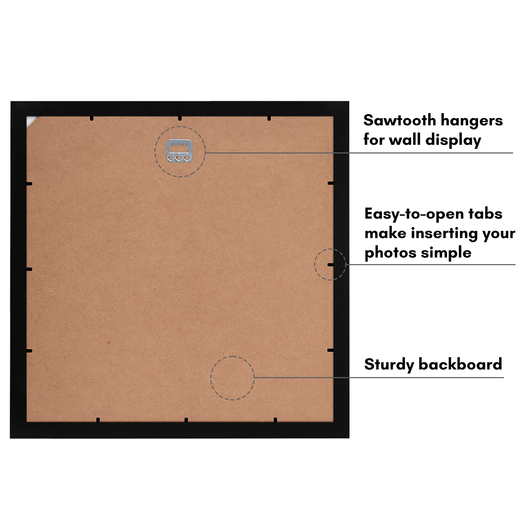 Americanflat 14x14 Picture Frame with Shatter-Resistant Glass with 5x7 Mat 2 Pack Wedding Signature - Black