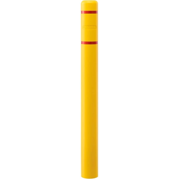 Global Industrial 708406YR Bollard Post Sleeve Yellow with Red Tape HDPE - 4 x 52 in.
