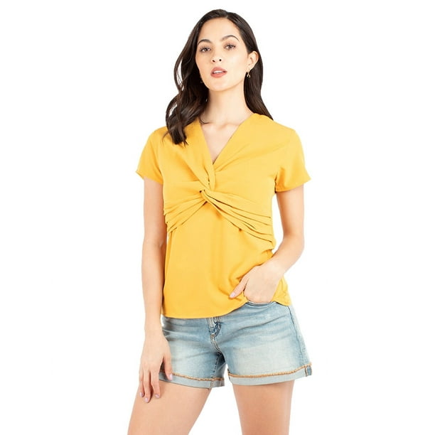 Blusa manga corta con nudo al frente