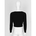 thumbnail image 7 of Zaldita Women Classic Long Sleeve Front Knot Knit Wrap Top Sweater Ballet Dance Cardigan Type A Black 175, 7 of 7