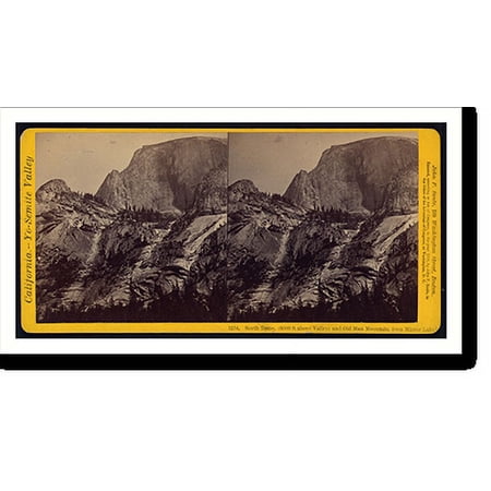 Historic Print, South Dome (6000 ft. above valley) and Old Man Mountain from Mirror Lake, 16" x 20"