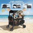 thumbnail image 3 of Touheart Wagon Stroller 4 Passenger with Adjustable Canopy, 5-Point Harnesses, Removable Seats, Black, 3 of 8