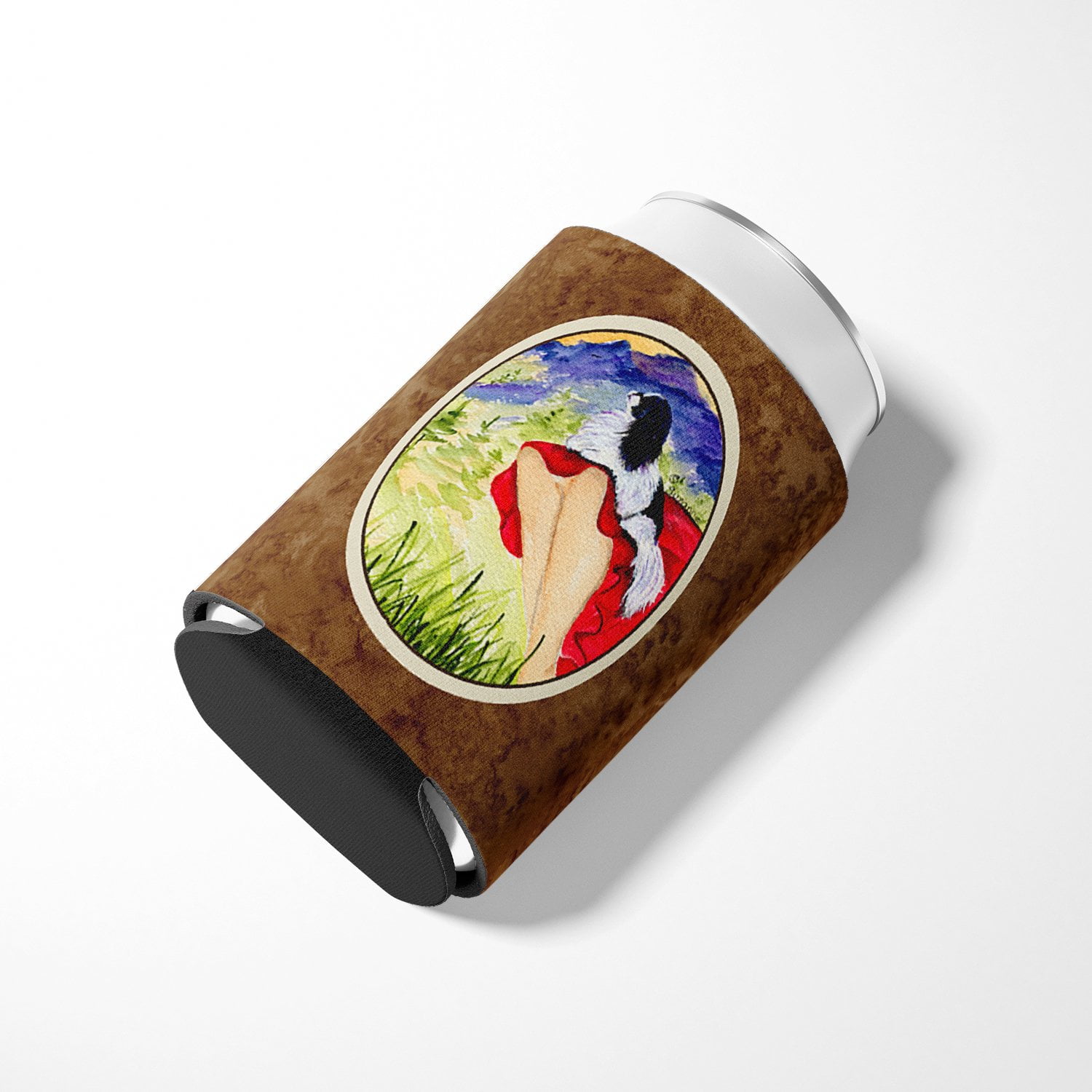 Caroline's Treasures SS8524CC Lady with her Japanese Chin Can or Bottle Hugger, Can Hugger, multicolor