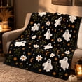 thumbnail image 6 of BingTong Plush Halloween Throw Blanket, Peaceful Ghosts Design, Black Cozy,G, 6 of 9