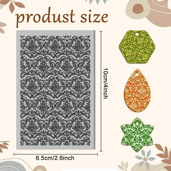 Artistic Floral Pattern Polymer Clay Texture Sheets Clay Texture Classic Seamless Pattern Rubber Modeling Pad Texture Sheets for Polymer Clays Making Earrings Jewelry