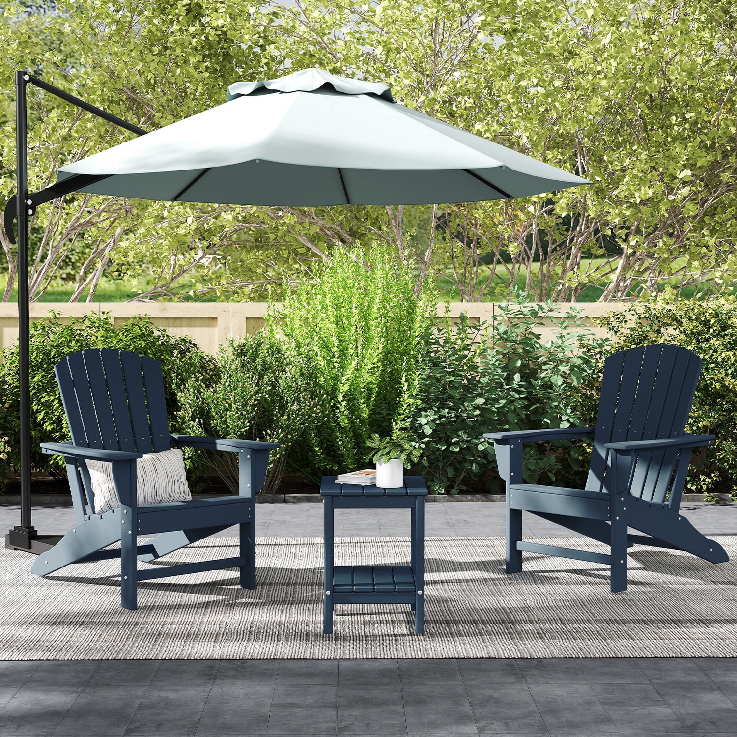 Hidpriva Set of 2 Adirondack Chairs, HDPE Weather Resistant Outdoor Chair w/ 400LBS Capacity for Patio, Garden and Fire Pit,Blue