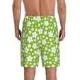 thumbnail image 3 of Kdxio Green White Flowers Print Mens Sleep Shorts Bottoms Soft Comfy Pajama Wear Pants with Drawstring Pockets, 3 of 7